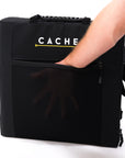 hand in zipper pocket on lounger chair