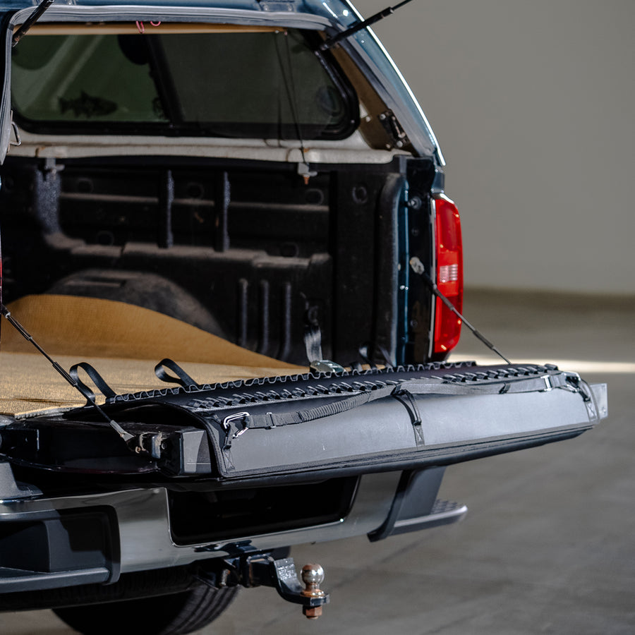 Molle wedding system on a tailgate pad fitted on a chevy colorado