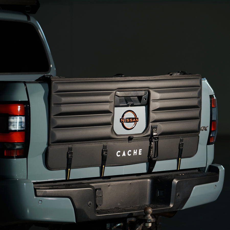 Side shot of a Basecamp Tailgate pad on a Nissan Frontier 