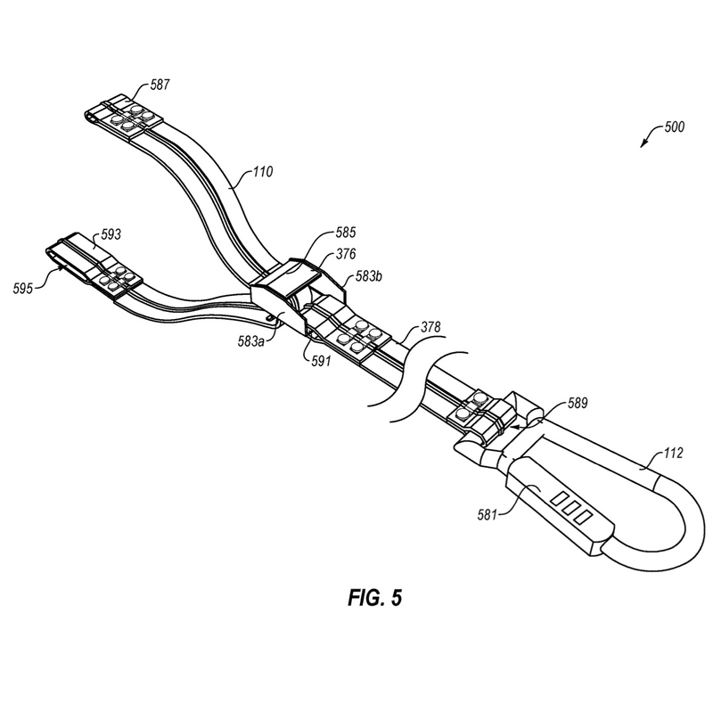 Technical drawing of a mechanical device with labeled components on a white background