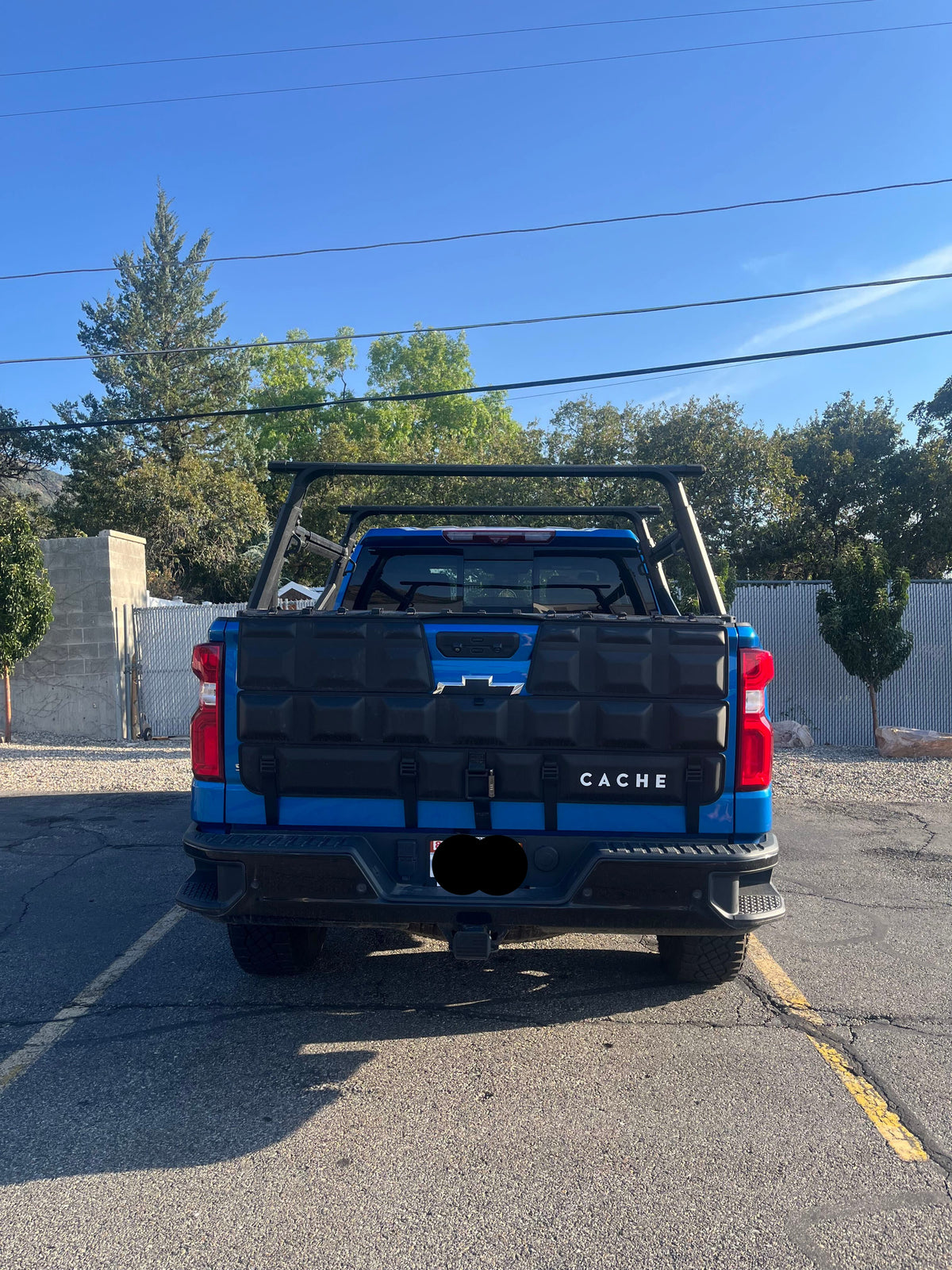 A blue chevy silverado tailgate pad 