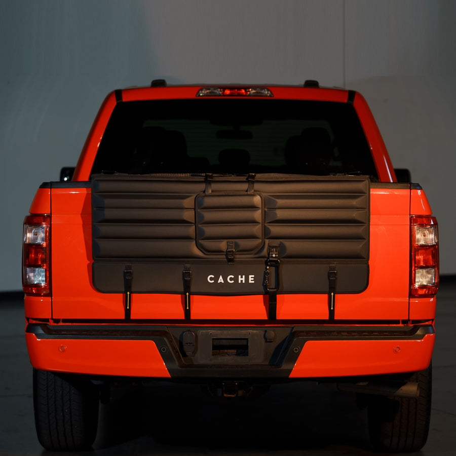 Straight shot of Ford F-150 fitted with a Cache Basecamp Tailgate Pad